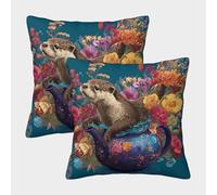 kaiyun Nutria Swimming in A Teapot Estampada, Funda De Cojín 50x50cm 2 Paquetes con Cerniera Invisibile Decorativo