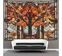 kaiyun Otoño Oak Pattern Tapiz De Pared Stained Glass Ventana Tapices Estéticos Decoración De Habitación Para,sala De Estar,universidad Decoración Del Hogar 130cmx150cm