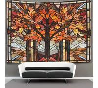 kaiyun Otoño Oak Pattern Tapiz Estético Del Dormitorio - De Pared Independiente Decoración De La Habitación Stained Glass Ventana 70cmx100cm