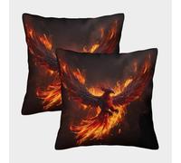 kaiyun Pájaro de Fuego mítico Funda De Cojín Cuadrada 40x40cm 2 Paquetes Criatura Mítica Fantástica con Cremallera Decorativa Invisible para Muebles