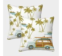 kaiyun Palmera Funda De Almohada with Brown Rayas on The Body con Cremallera Invisible Decoración del Hogar para Sofá 40x40cm 2 Paquetes