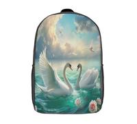 kaiyun Pareja de cisnes Mochilas Escolares Niña Niño Backpack Juveniles Adolescentes Escena romántica de la leza Bolsas Multi-bolsillo 17inch