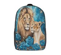 kaiyun Pareja de leones Estilo de arte fantástico Mochilas Escolares Adolescentes Para Escuela Intermedia Niño Y Niñas Bolsas Escolares 17inch