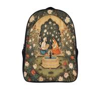 kaiyun Pareja leyendo junto a un rosal y una fuente Mochilas Escolar Estilo indio Impresos En 3D Estudiantes De Primaria Y Secundaria Bolsas 39x29x16cm