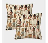 kaiyun Patrones Masculinos y Femeninos del Antiguo Egipto Funda De Cojín Cuadrada 50x50cm 2 Paquetes con Cremallera Decorativa Invisible para Muebles