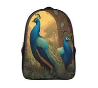 kaiyun Pavo real in Front of The Arch Mochila Infantil Hojas densas y doradas Cielo Bolsa De Escolar Niña Niño Bolsas Mochilas Para Colegio Viaje Cámping 16 inch