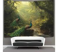 kaiyun Pavo Real Tapiz,Sunrise in The Deep Bosque Colgar En La PaRojo,tapices Estéticos,decoración De Habitación Para Dormitorio,sala De Estar,universidad,150cmx200cm