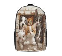 kaiyun Perro y gato - Rompiendo la pared Mochila Escolar Para Niños Gran Capacidad En 3D Para Estudiantes De Primaria Y Secundaria De 17inch