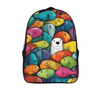 kaiyun Pez colorido Mochilas Escolares Niña Niño Backpack Juveniles Adolescentes Nutria Bolsas Multi-bolsillo 16 inch