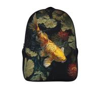 kaiyun Pez koi dorado fluyendo por el agua Mochila Infantil Loto Bolsa De Escolar Niña Niño Bolsas Mochilas Para Colegio Viaje Cámping 16 inch