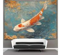 kaiyun Pez koi nadando,Estilo de arte japonés Tapiz Para Colgar En La Pared,estético Decoración Del Hogar Para Sala De Estardormitorio 100cmx150cm