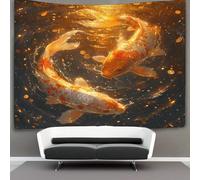 kaiyun Pez koi nadando Tapiz Estético Del Dormitorio - De Pared Independiente Decoración De La Habitación Ilustración digital artística 150cmx200cm