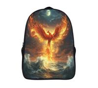 kaiyun Phoenix on The Waves Bolsas Niños Con Diseño Transpirable Y Cremallera Flames Soaring Moon Mochila Escolar Estudiantes Adolescentes Chicos Chicas 16 inch