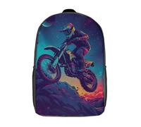 kaiyun Piloto de Motocross Mochila Arte de fantasía neón Para Niños De Libro De Jardín De Infantes Ajustables De Libro De Niñas De Escuela Primaria 17inch