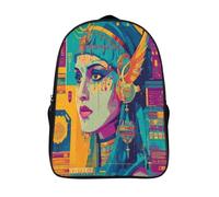 kaiyun Pintura al óleo de una diosa egipcia Mochilas Escolar,3D Símbolos del antiguo Egipto Impreso,Bolsas De Niños Estudiantes De Primaria Y Secundaria 16 inch