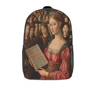 kaiyun Pintura Renacentista Mochilas Infantiles Mujer mostrando un cartel informativo a la multitud 3D Impreso Niños De Colegio Viajes Deportes Bolsa De Escuela 17inch