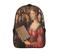kaiyun Pintura Renacentista Mochilas Para Chicos Y Chicas Mujer mostrando un cartel informativo a la multitud Adolescentes Bolsa De Escuela 16 inch Gran Capacidad Con Hebilla De Ajust