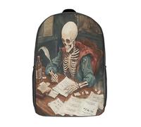 kaiyun Poeta esquelético sobre una mesa de madera vieja Mochila Niña Chicos Pluma vintage Bolsa De Escuela Adolescentes Colegio Infantil 17inch