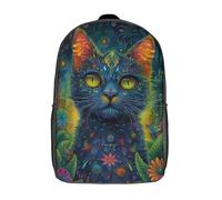 kaiyun Psicodélico Gato Selva misteriosa,mochilas De Viaje Impresas En 3D, Ligero Y Transpirable Bolsa De Escuela Escolar Para Niños 17inch