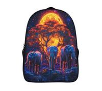 kaiyun Psychedelic Elephants on The Savannah Mochilas Para Chicos Y Chicas Full Moon Adolescentes Bolsa De Escuela 16 inch Gran Capacidad Con Hebilla De Ajust