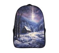 kaiyun Pueblo nevado de la montaña Escena nocturna Mochilas Escolares Adolescentes Para Escuela Intermedia Niño Y Niñas Bolsas Escolares 16 inch