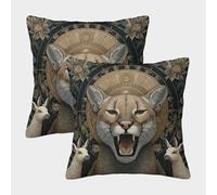 kaiyun Pumas sudamericanos, Alpacas Funda De Cojín De Almohada Cuadrada para Sofá 50x50cm 2 Paquetes con Cremallera