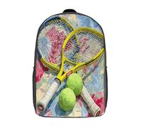 kaiyun Raquetas de tenis Mochila Escolar Para Niños Ilustración deportiva colorida Viaje Bolsas Para Portátil Adolescentes Alta Capacidad Bolsa De Escuela 17inch