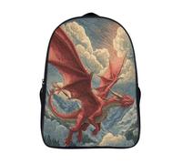 kaiyun Red Dragón Soars in The Sky Montañas,mochilas De Viaje Impresas En 3D, Ligero Y Transpirable Bolsa De Escuela Escolar Para Niños 16 inch
