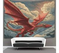kaiyun Red Dragón Soars in The Sky Tapiz Para Colgar En La Pared, Montañas Tapices Decoración Para Sala De Estar Dormitorio 100cmx150cm