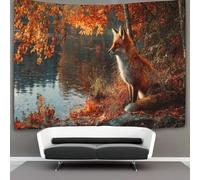 kaiyun Red FBuey in The Bosque Otoñal near The Lake Tapiz Colgar En La Pared, Wall Tapestry, Para Decoración De Dormitorio, Celebración De Fiesta De Cumpleaños O Fondo De Jardín 100cmx150cm
