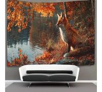 kaiyun Red FBuey in The Bosque Otoñal near The Lake, Tapiz Para Colgar En La Pared,estético Decoración Del Hogar Para Sala De Estardormitorio 70cmx100cm
