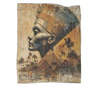 kaiyun Reina egipcia, pirámides Frente a Palmeras al Atardecer Manta 3D Estampada Adecuada para Adolescente Y Adultos Colcha Patchwork para Sofá Cama De Vacaciones 40x50inch(100x130cm)