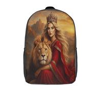 kaiyun Reina real con león Bolsa Unisex,Estilo de retrato real fantástico Mochila Escolar Para Adolescentes Ultraligero 17inch