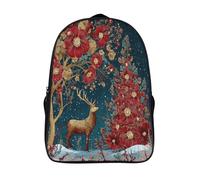 kaiyun ReinCiervo Standing on The Snowy Field, Golden Flowers Niña,Chicos Mochila Escolar Para Viaje Bolsa De Escuela 39x29x16cm