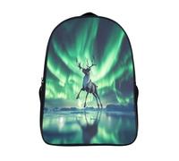 kaiyun Reindeer Mochilas Infantiles Dancing Under The Northern Lights 3D Impreso Niños De Colegio Viajes Deportes Bolsa De Escuela 16 inch
