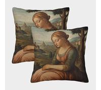 kaiyun Renacimiento Italiano,Retratos Femeninos Funda De Almohada con Cremallera Invisible Decoración del Hogar para Sofá 45x45cm 2 Paquetes