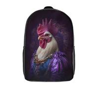 kaiyun Retrato de gallo real Mochila Infantil Estilo de atuendo real barroco Bolsa De Escolar Niña Niño Bolsas Mochilas Para Colegio Viaje Cámping 17inch