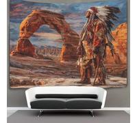 kaiyun Retrato de un anciano guerrero nativo americano, pared de roca arqueada Tapiz De Pared Wall Tapestry, Ela Decoración Para Sala Estar Dormitorio La Pared Del 70cmx100cm