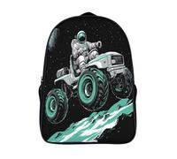 kaiyun Retro Space Astronaut Mochila Escolar Para Niños Gran Capacidad Monster Truck En 3D Para Estudiantes De Primaria Y Secundaria De 16 inch