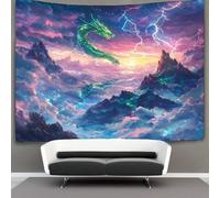 kaiyun Rising Sol-Dragón Tapiz Relámpagos y truenos Decoración Del Hogar Impresión HD Para Sala De Estar,dormitorio 70cmx100cm