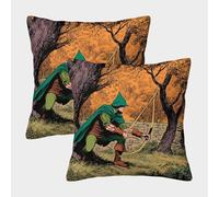 kaiyun Robin Hood Estilo Medieval Funda De Cojín Cuadrada 50x50cm 2 Paquetes con Cremallera Decorativa Invisible para Muebles