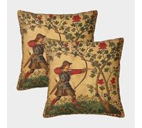 kaiyun Robin Hood, Tiro con Arco Funda De Almohada Plants and Flores con Cremallera Invisible Decoración del Hogar para Sofá 50x50cm 2 Paquetes