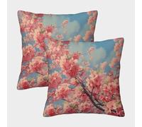 kaiyun Sakura Cojín Almohada 3D Cereza Blossoms Suave Al Tacto,sofá Silla Muebles para El Hogar 50x50cm 2 Paquetes