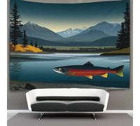 kaiyun Salmón en un río de Alaska Algodon Sheets Curtains Tapices, Decoración De Pared Tapiz,para Dormitorio, Salón, Casa 70cmx100cm