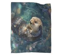 kaiyun Sea Nutrias Float in The Colorful Water Ripples Manta Estampada 3D Colcha De Diseño Ropa De Cama De Microfibra Suave Y Cálida Sofá Ropa De Cama 50x60inch(127x152cm)