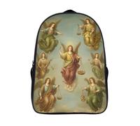 kaiyun Siete ángeles Mochilas Escolares Niña Niño Backpack Juveniles Adolescentes Quemador de incienso Balance Bolsas Multi-bolsillo 16 inch