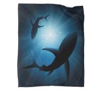 kaiyun Silueta de tiburón Blanket - Manta Versátil para Sofás, Colcha Patchwork De Cama De Viaje Suave Y Cómoda,50x60inch(127x152cm)