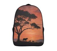 kaiyun Silueta de un árbol africano, una leona y dos cachorros Mochila Escolar Para Niños Gran Capacidad En 3D Para Estudiantes De Primaria Y Secundaria De 39x29x16cm