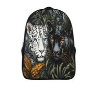 kaiyun Silver Jaguar in The Jungle Mochila Obsidian Leopard Para Niños De Libro De Jardín De Infantes Ajustables De Libro De Niñas De Escuela Primaria 16 inch