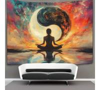 kaiyun Símbolo del Yin Yang, meditación ante el vacío Tapiz Colgar En La Pared, Wall Tapestry, Para Decoración De Dormitorio, Celebración De Fiesta De Cumpleaños O Fondo De Jardín 100cmx150cm